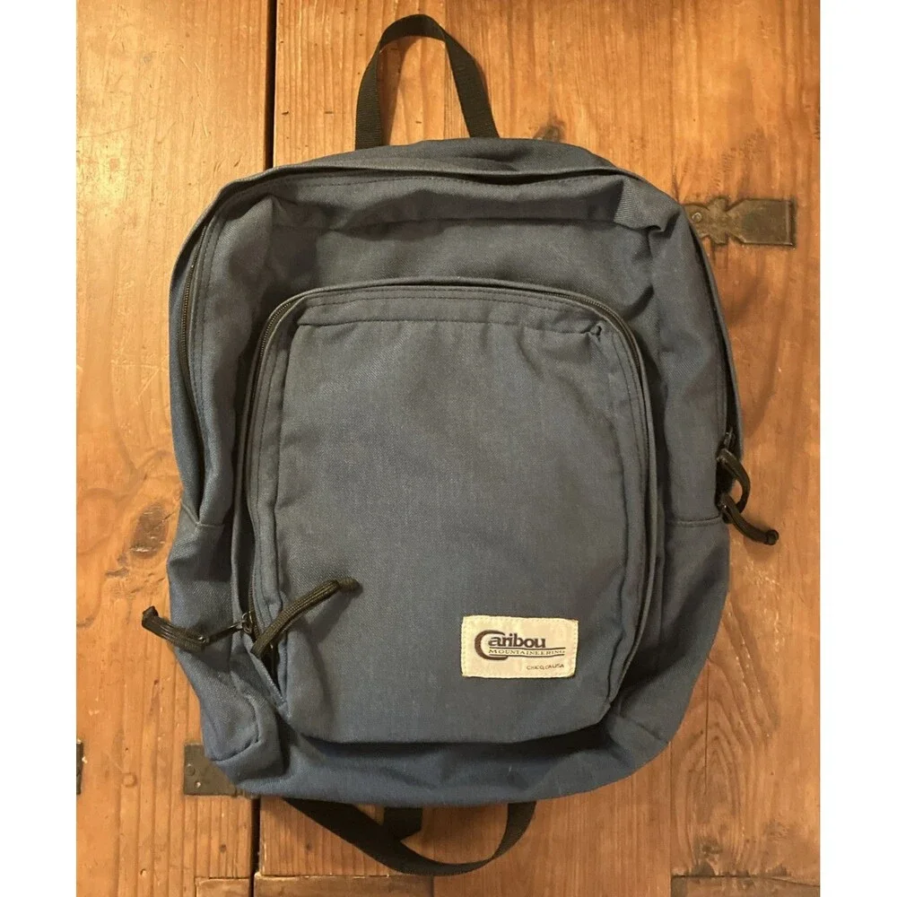 Vintage 90s Caribou Mountaineering Backpack 15” Slate Blue Trail Bag Lightweight